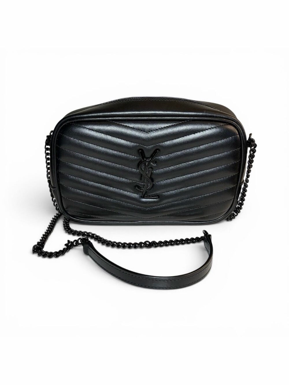 Saint Laurent YSL Black Puffer Quilted Camera Crossbody Bag M.Bag Mono Piumotto